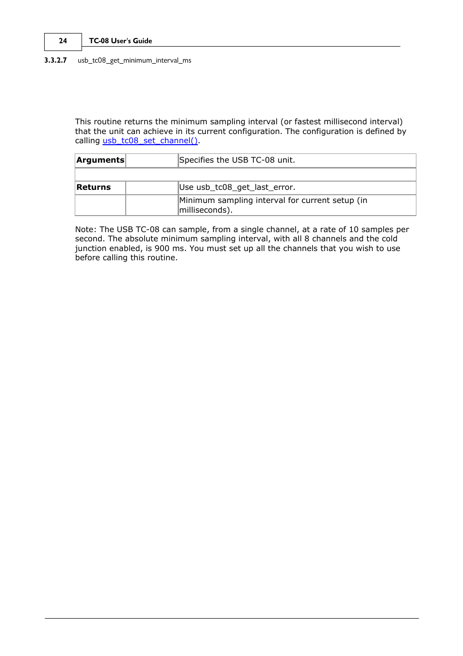 Usb_tc08_get_minimum_interval_ms | Omega Speaker Systems 8 Channel Thermocouple USB Data Acquisition Module TC-08 User Manual | Page 28 / 54