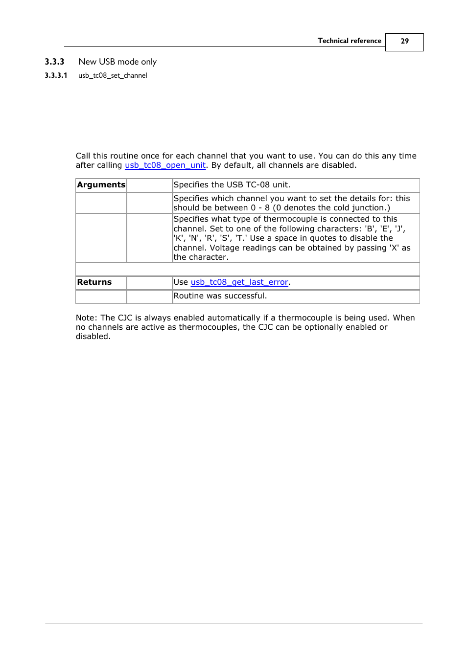 New usb mode only, Usb_tc08_set_channel | Omega Speaker Systems 8 Channel Thermocouple USB Data Acquisition Module TC-08 User Manual | Page 33 / 54