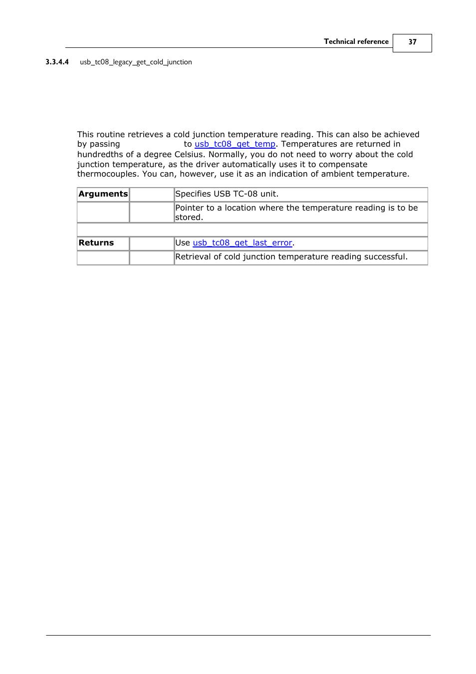 Usb_tc08_legacy_get_cold_junction | Omega Speaker Systems 8 Channel Thermocouple USB Data Acquisition Module TC-08 User Manual | Page 41 / 54