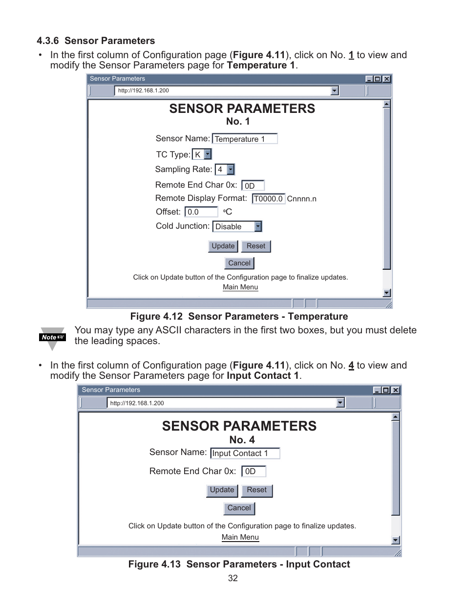 Sensor parameters, No. 4 | Omega Speaker Systems Dual Thermocouple Over the Internet iSE-TC User Manual | Page 36 / 60