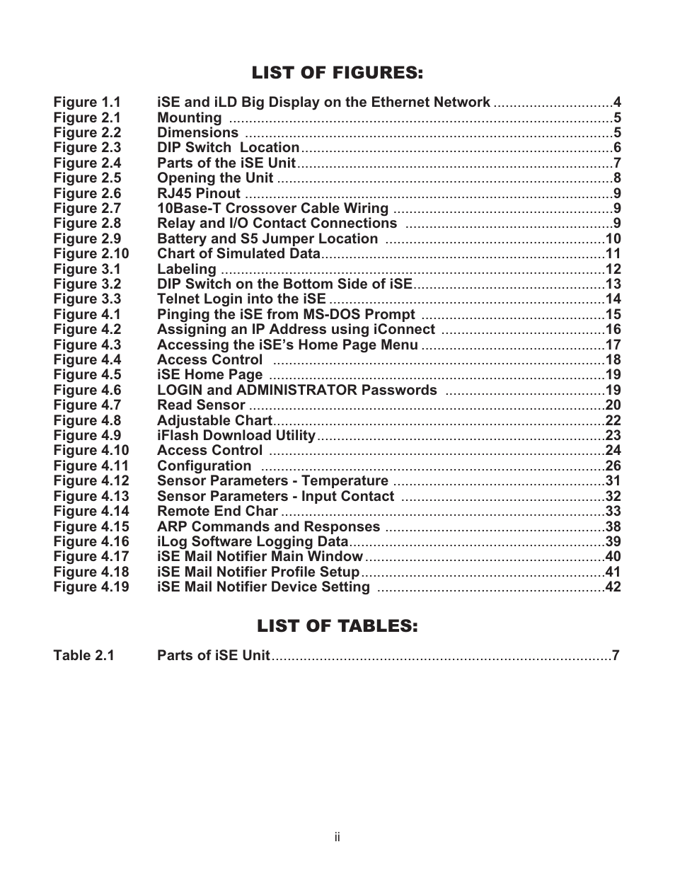 List of figures, List of tables | Omega Speaker Systems Dual Thermocouple Over the Internet iSE-TC User Manual | Page 4 / 60