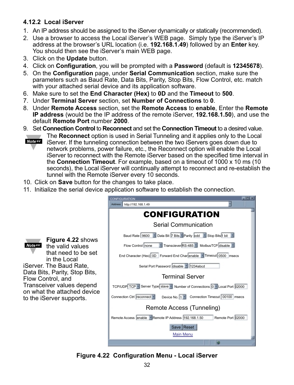 Configuration, 2 local iserver, Figure 4.22 configuration menu - local iserver | Omega Speaker Systems iLD Series User Manual | Page 36 / 49