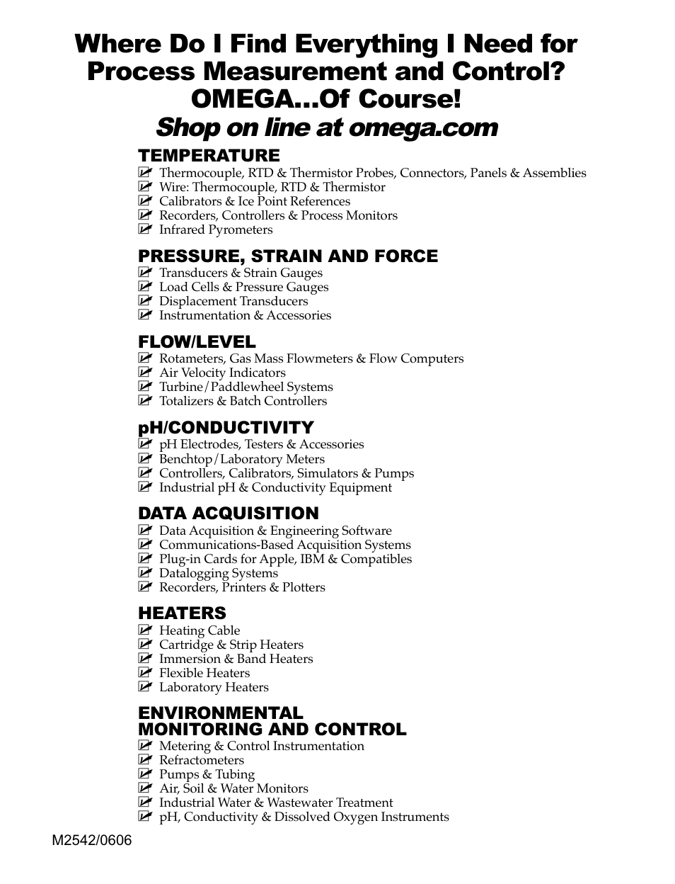 Temperature, Pressure, strain and force, Flow/level | Ph/conductivity, Data acquisition, Heaters, Environmental monitoring and control | Omega Speaker Systems iLD Series User Manual | Page 49 / 49