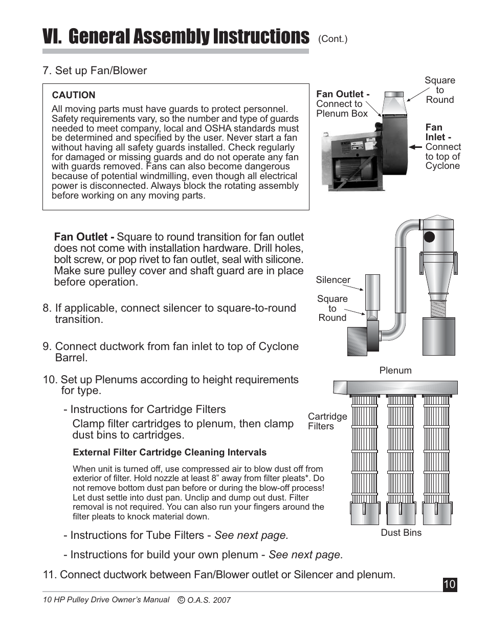 Vi. general assembly instructions | Oneida Air Systems 10 HP User Manual | Page 11 / 24