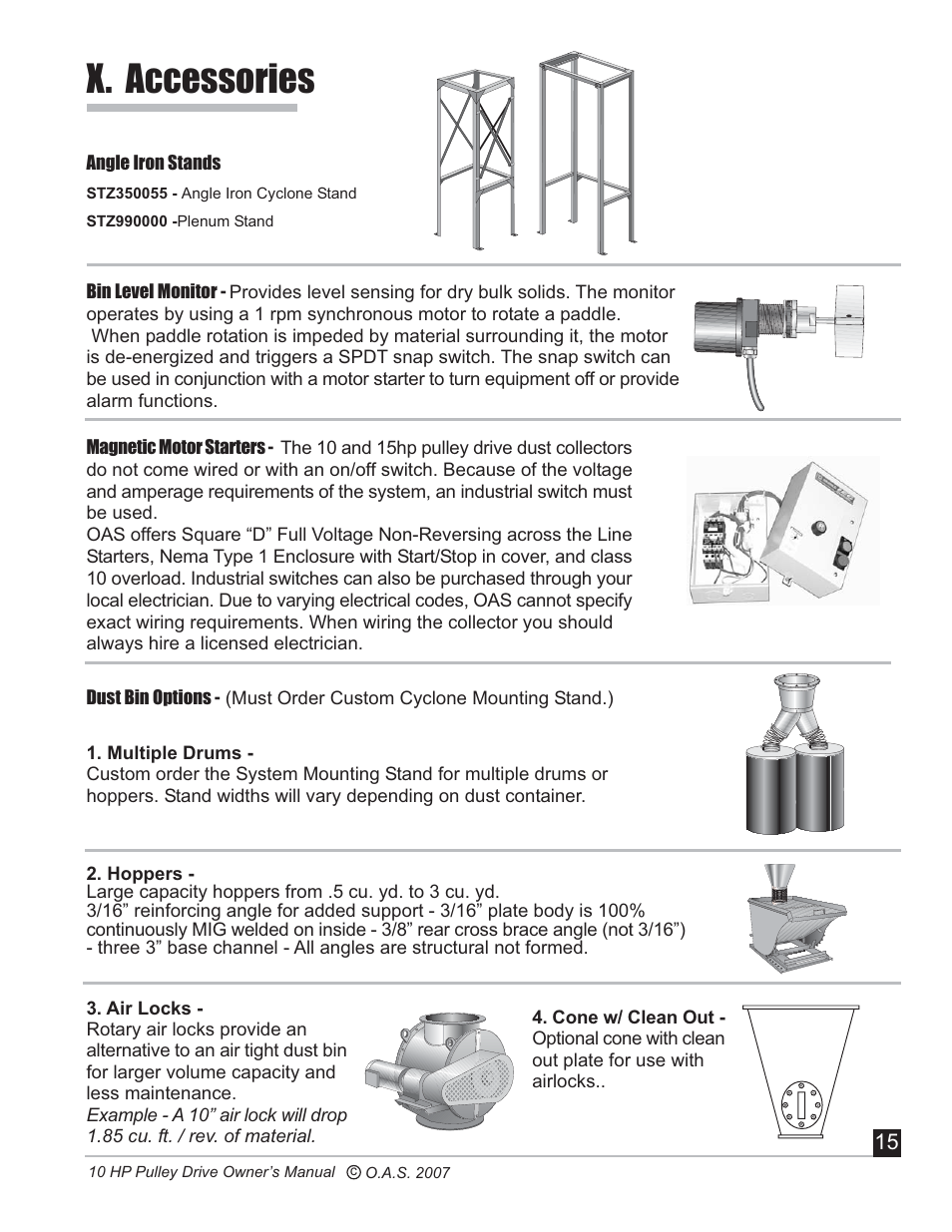 X. accessories | Oneida Air Systems 10 HP User Manual | Page 16 / 24