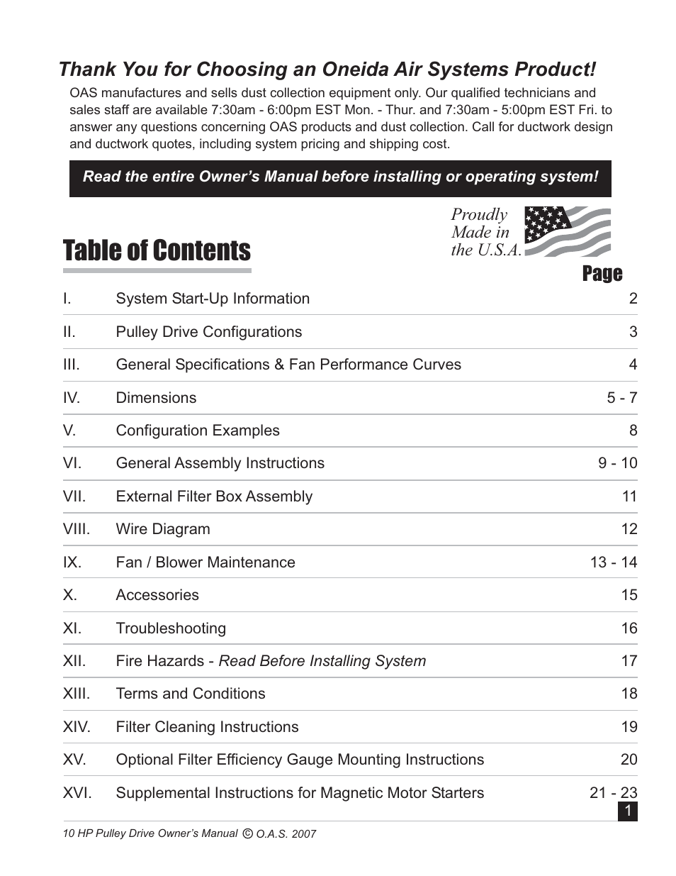 Oneida Air Systems 10 HP User Manual | Page 2 / 24