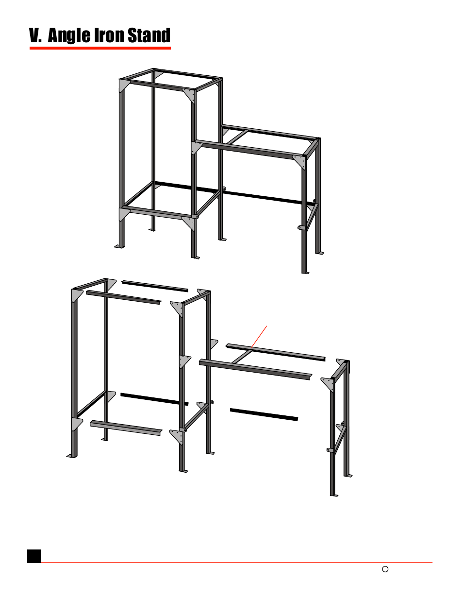 V. angle iron stand | Oneida Air Systems 5 & 7.5 HP Direct Drive Cyclonic Dust Collectors User Manual | Page 7 / 16