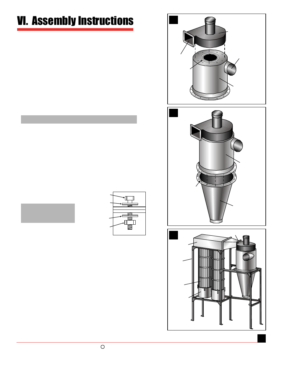 Vi. assembly instructions | Oneida Air Systems 5 & 7.5 HP Direct Drive Cyclonic Dust Collectors User Manual | Page 8 / 16