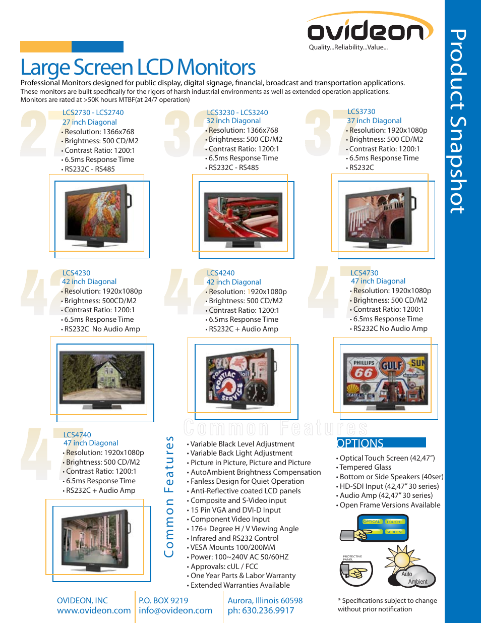 Ovideon LCS4740 User Manual | 1 page
