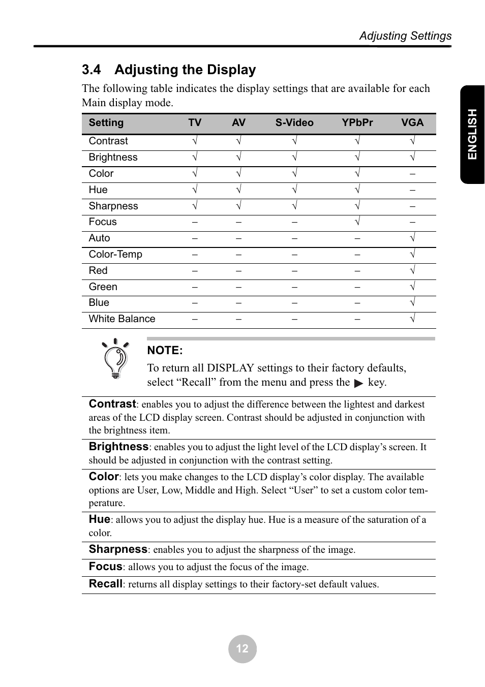 4 adjusting the display | Ovideon LC2000 User Manual | Page 18 / 28