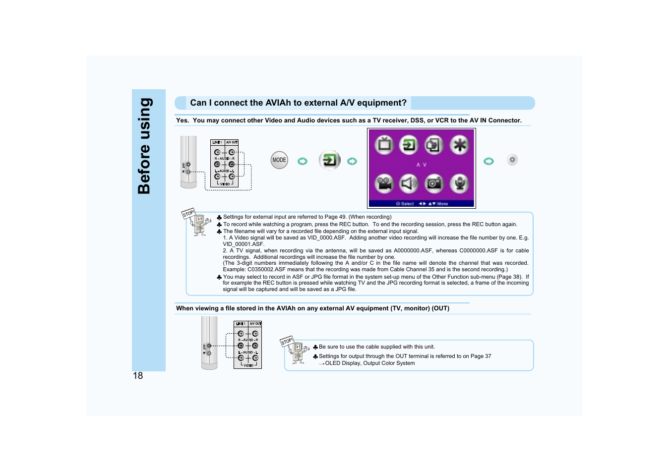 Before using | Ovideon AVIAh User Manual | Page 18 / 68