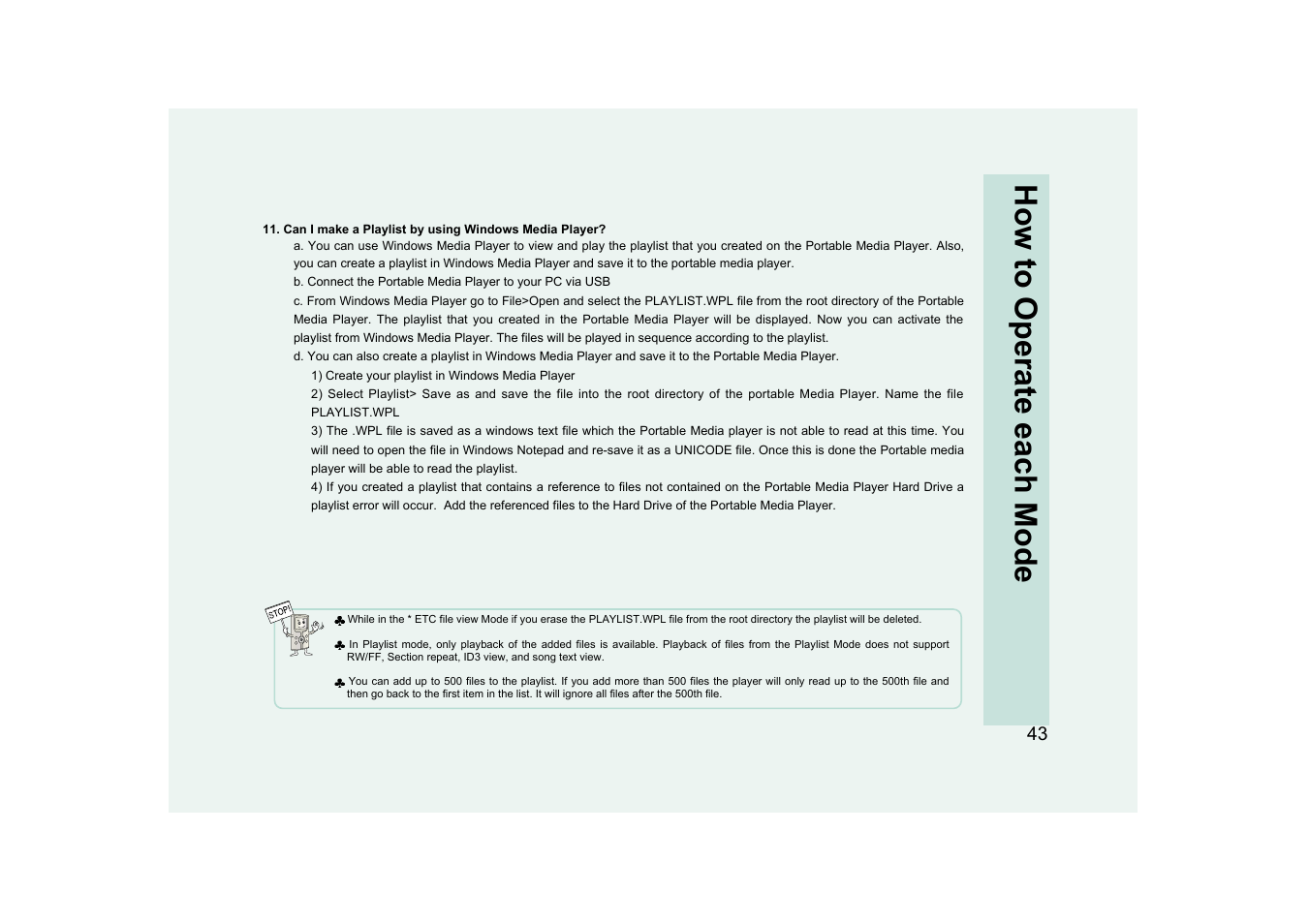 How to operate each mode | Ovideon AVIAh User Manual | Page 43 / 68