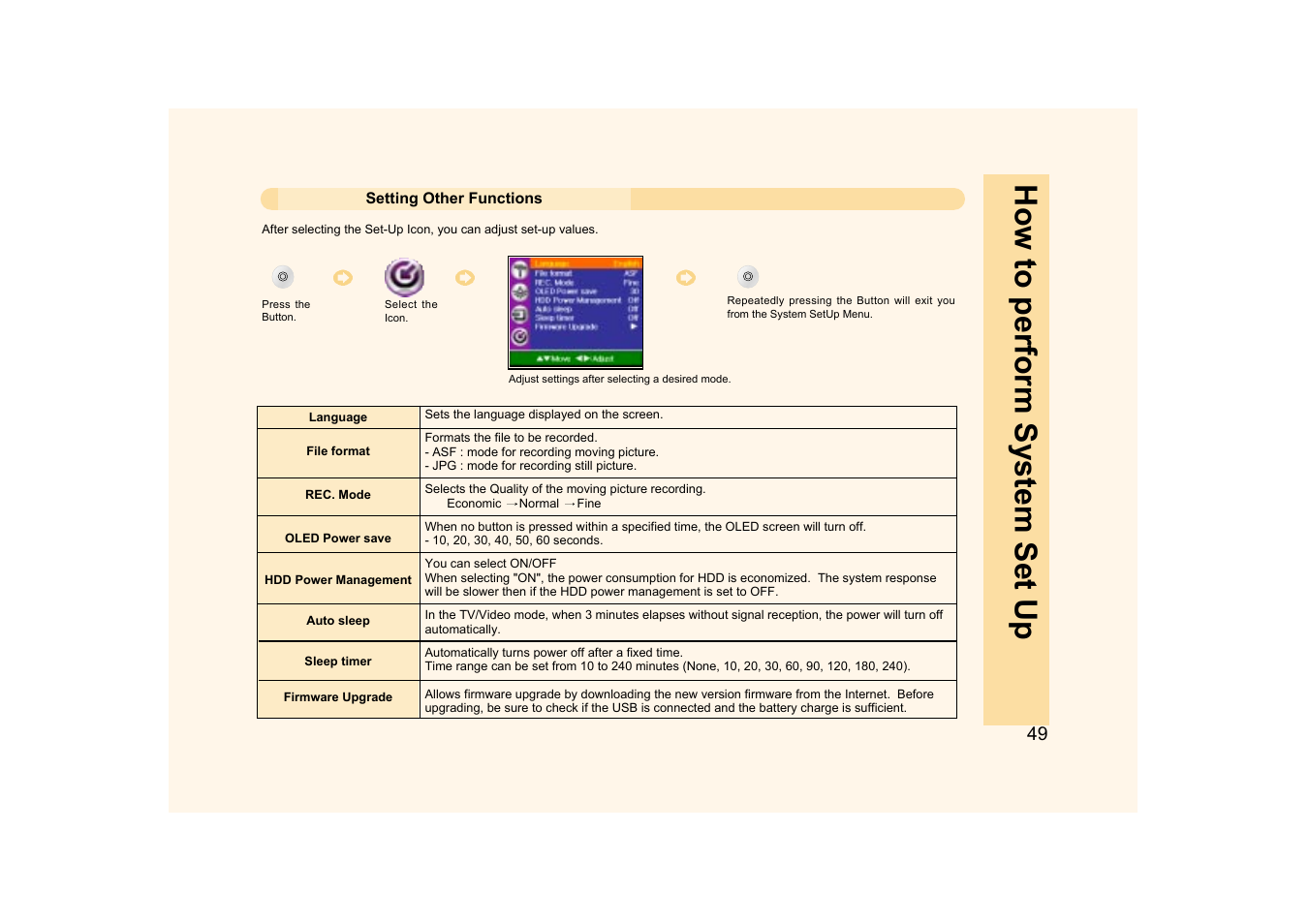 How to perform system set up | Ovideon AVIAh User Manual | Page 49 / 68