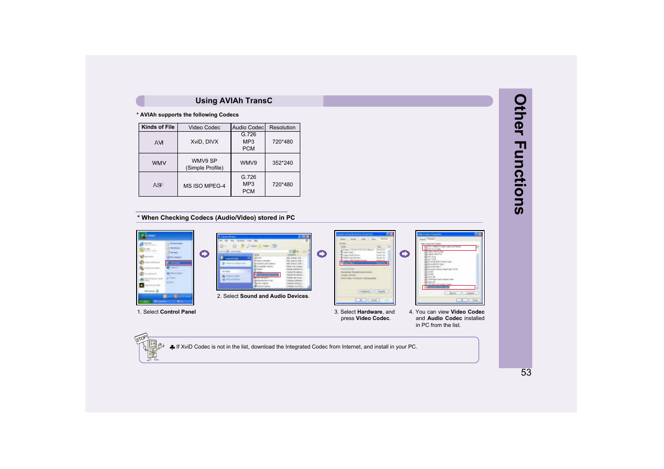 Other functions | Ovideon AVIAh User Manual | Page 53 / 68