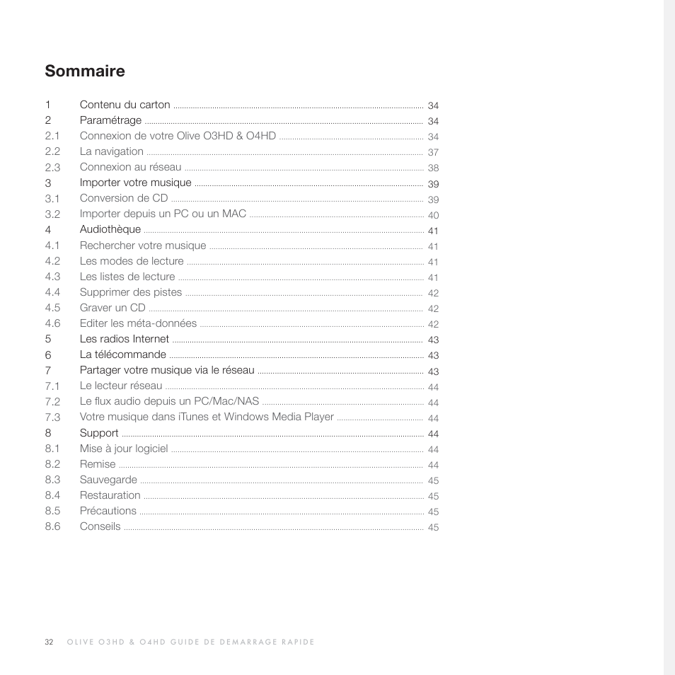 Sommaire | Olive Media Products O3HD User Manual | Page 31 / 103