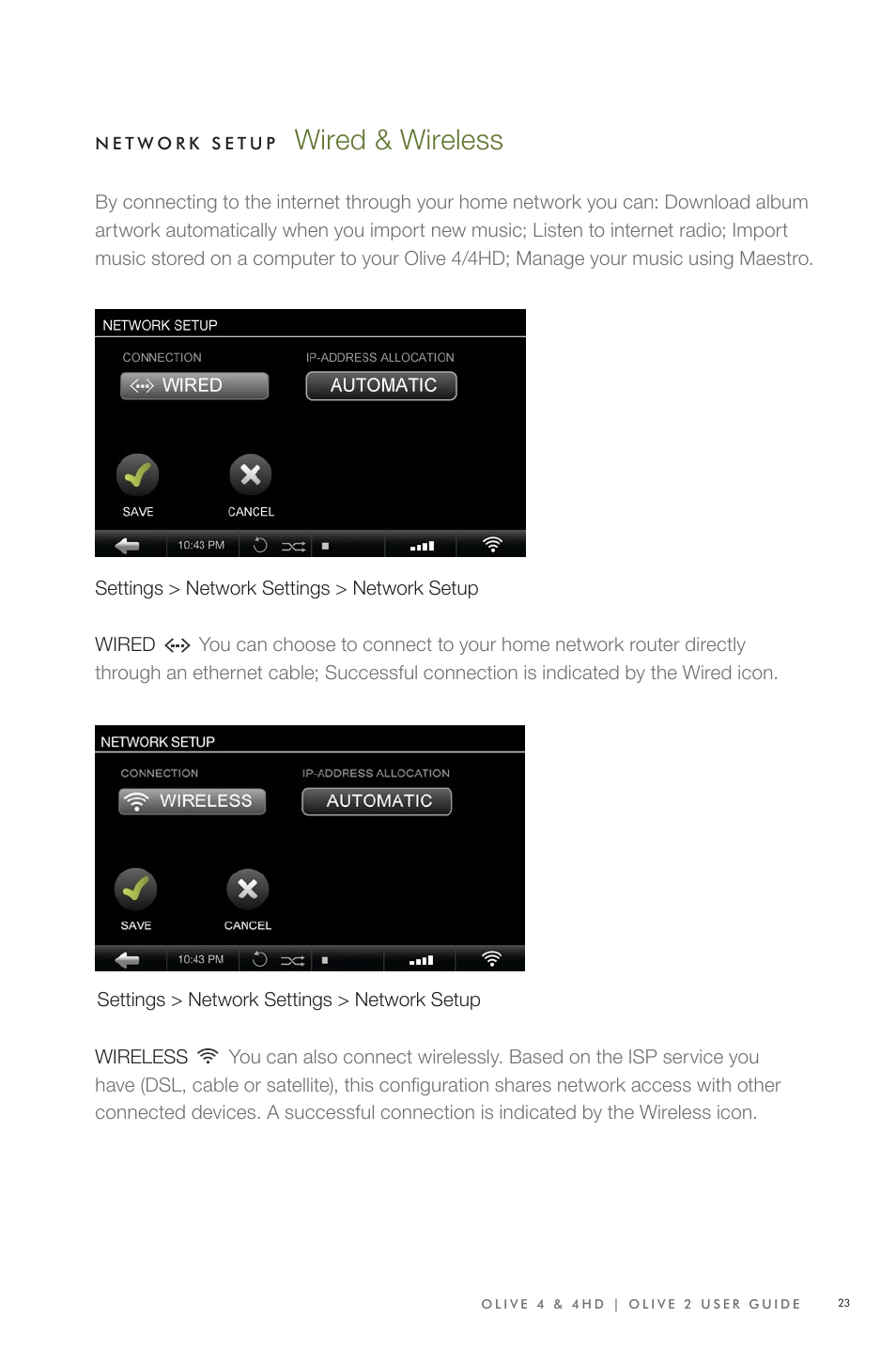 Wired & wireless | Olive Media Products 4 User Manual | Page 23 / 44