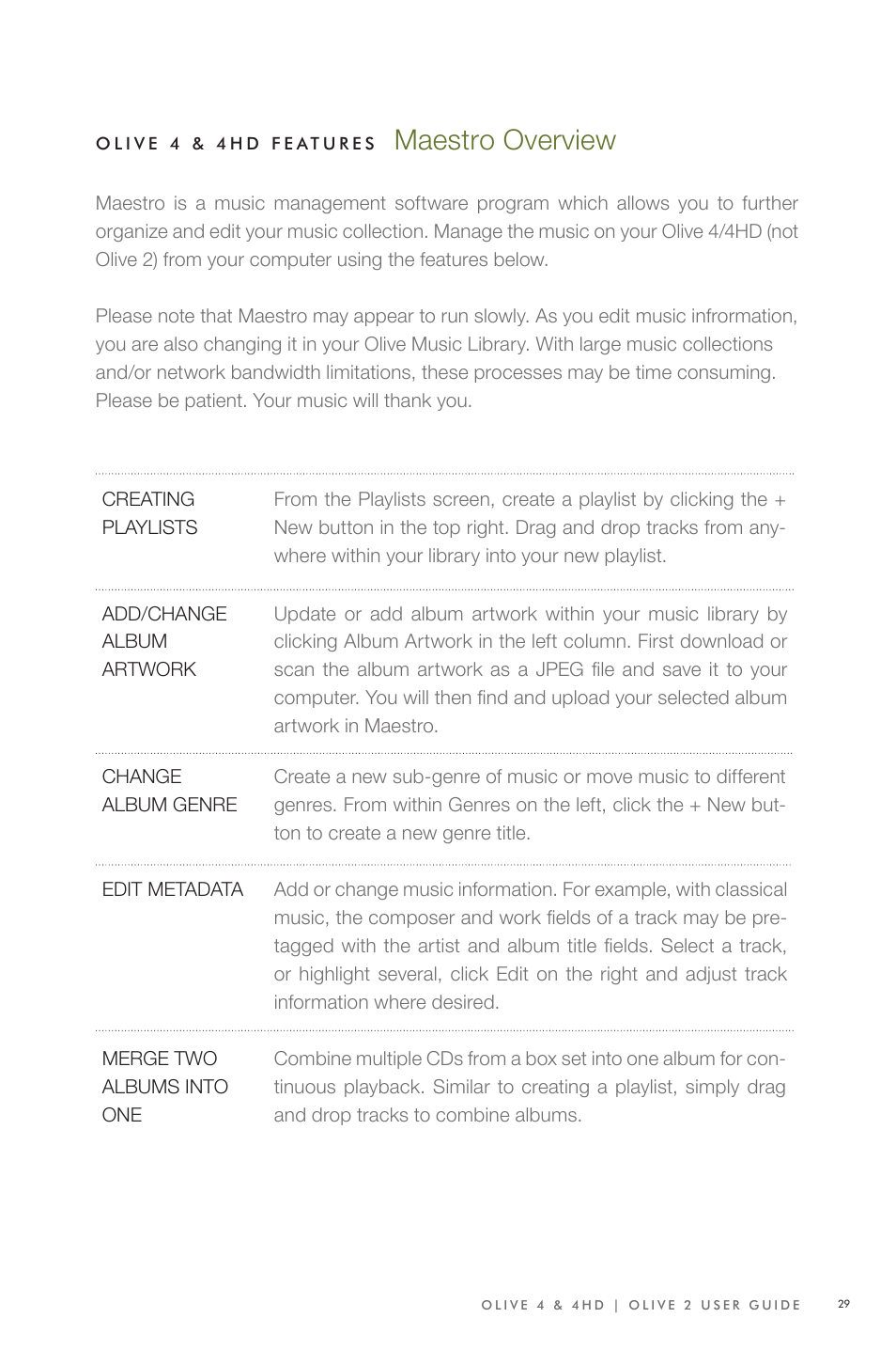 Maestro overview | Olive Media Products 4 User Manual | Page 29 / 44