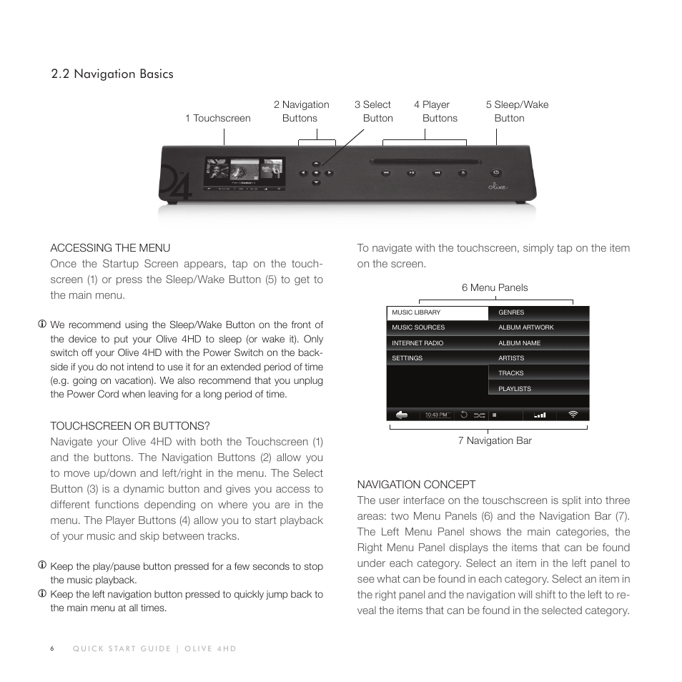 2 navigation basics | Olive Media Products 4HD User Manual | Page 6 / 19