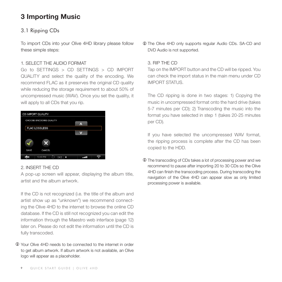 3 importing music | Olive Media Products 4HD User Manual | Page 9 / 19