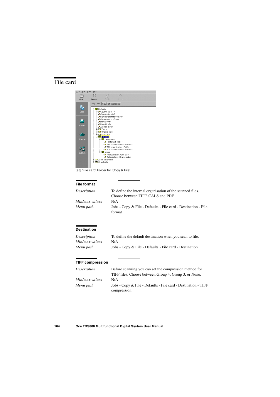 File card, File card 164 | Oce North America TDS600 User Manual | Page 164 / 338