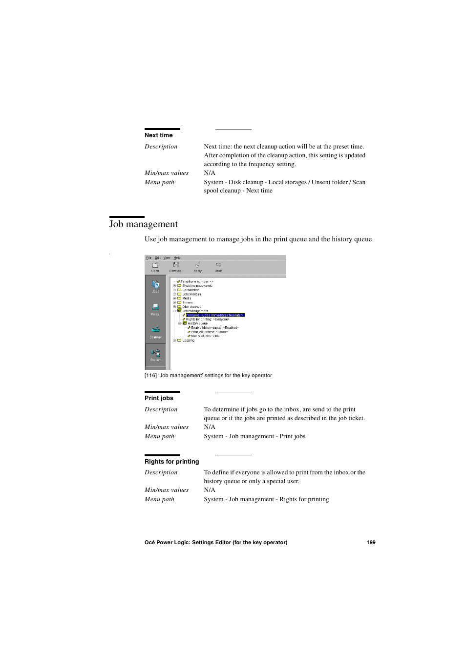 Job management, Job management 199 | Oce North America TDS600 User Manual | Page 199 / 338