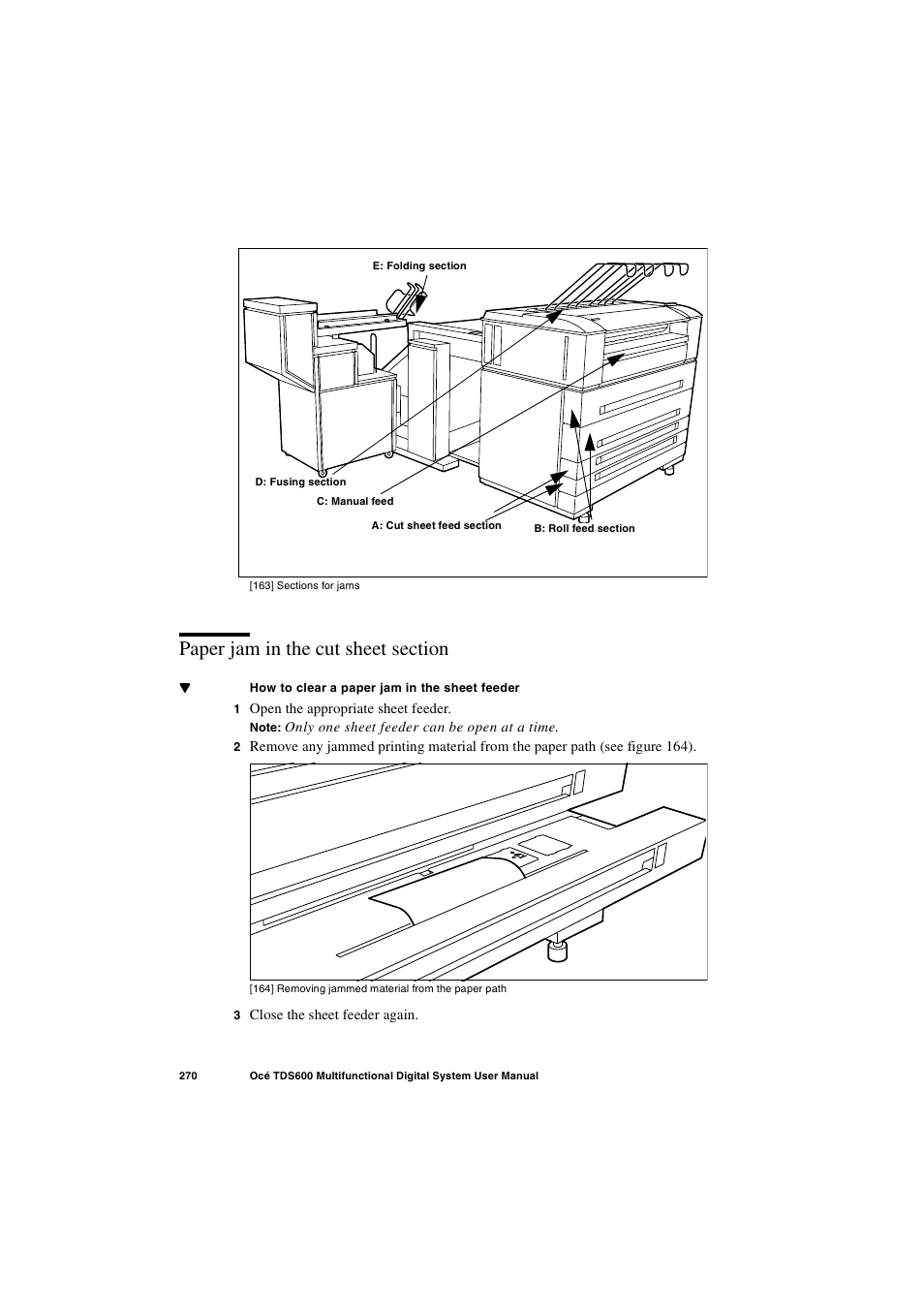 Paper jam in the cut sheet section, Epa energy star® 326 | Oce North America TDS600 User Manual | Page 270 / 338