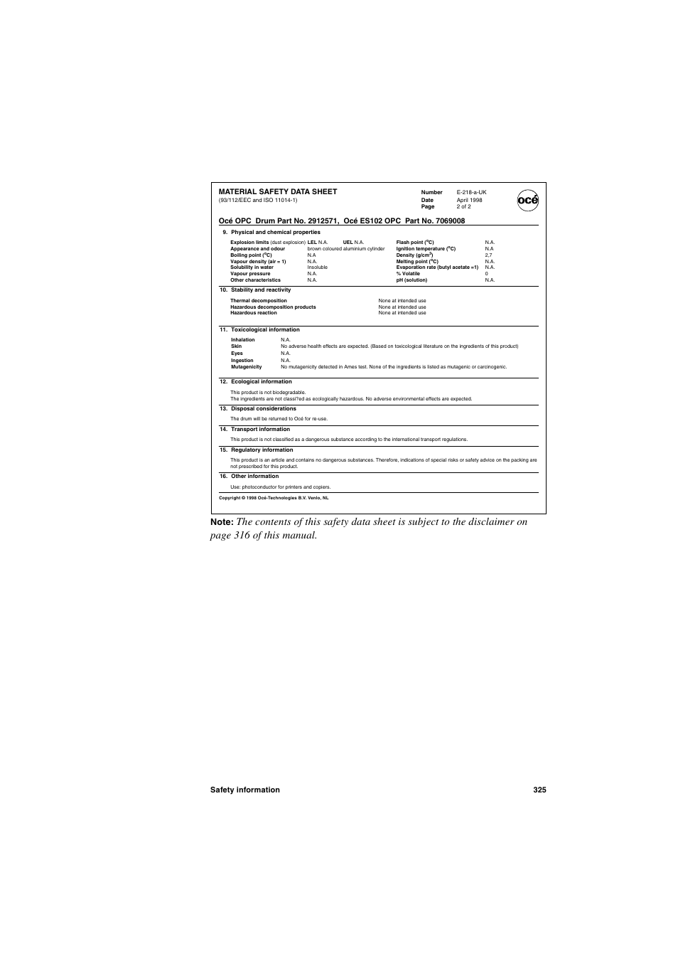 Oce North America TDS600 User Manual | Page 325 / 338