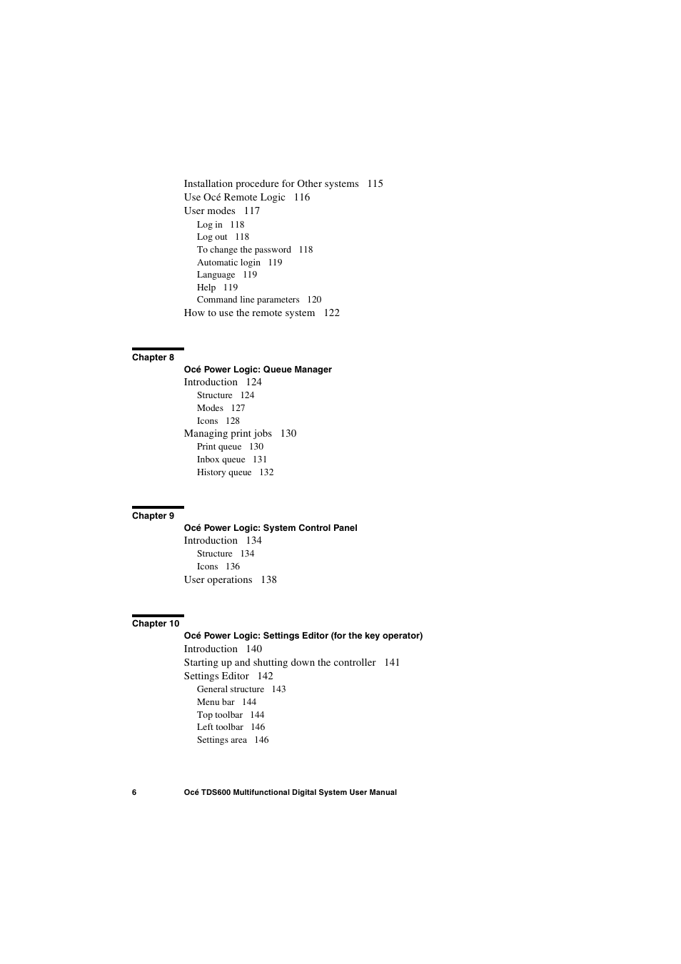 Oce North America TDS600 User Manual | Page 6 / 338