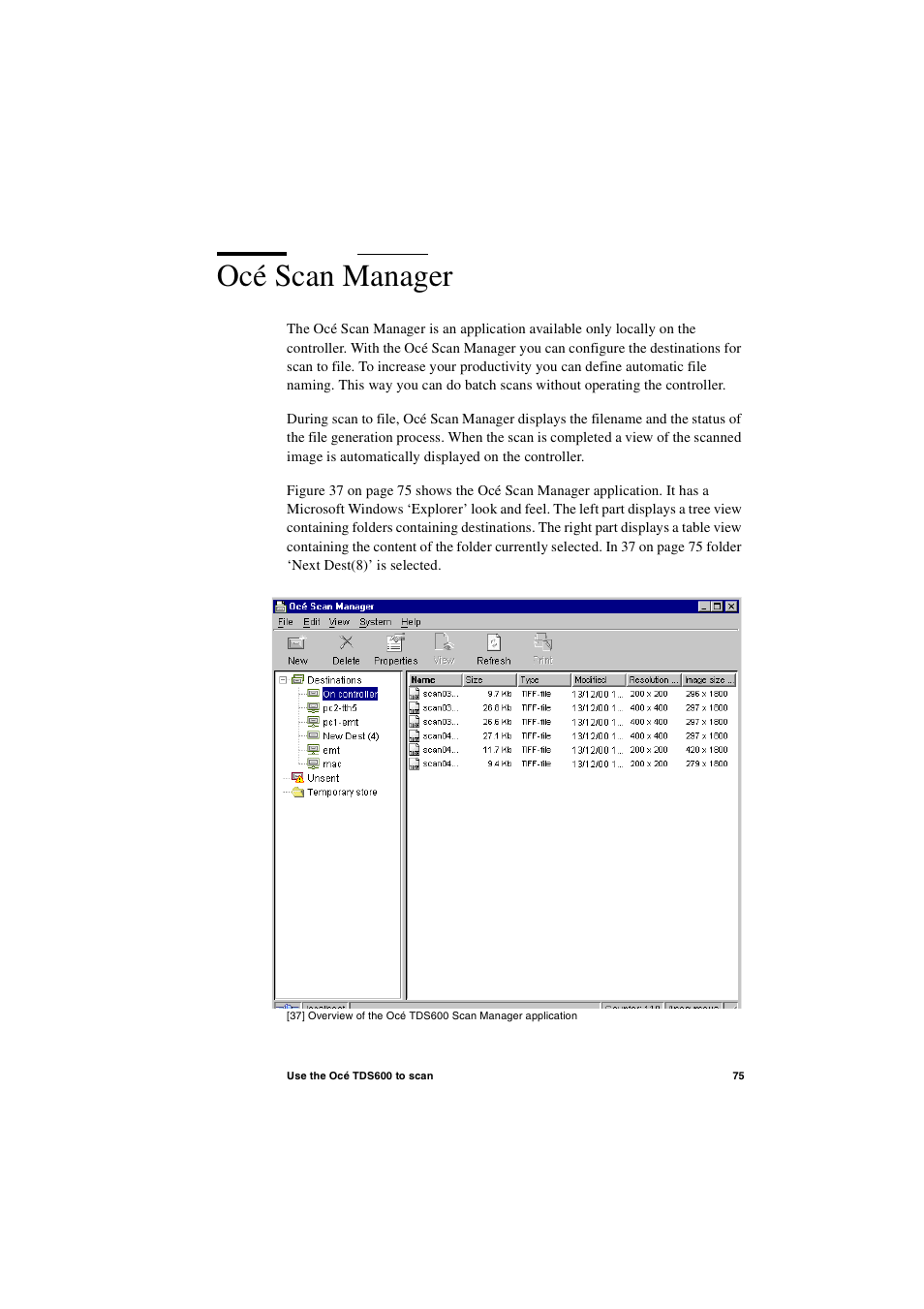 Océ scan manager, Océ scan manager 75 | Oce North America TDS600 User Manual | Page 75 / 338