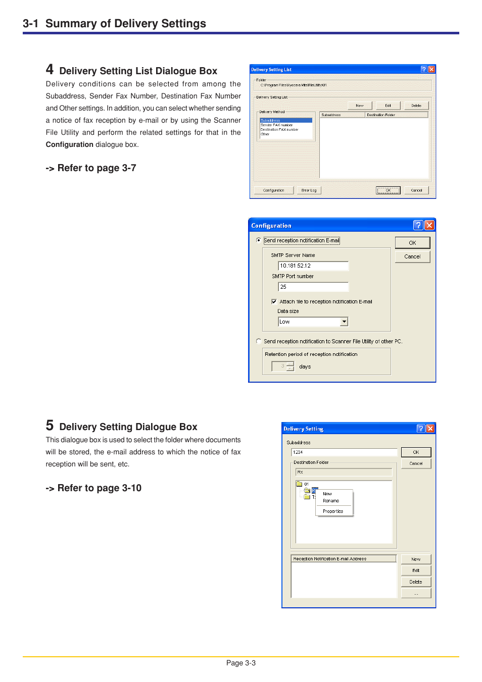 1 summary of delivery settings | Oce North America OP1030 User Manual | Page 37 / 64