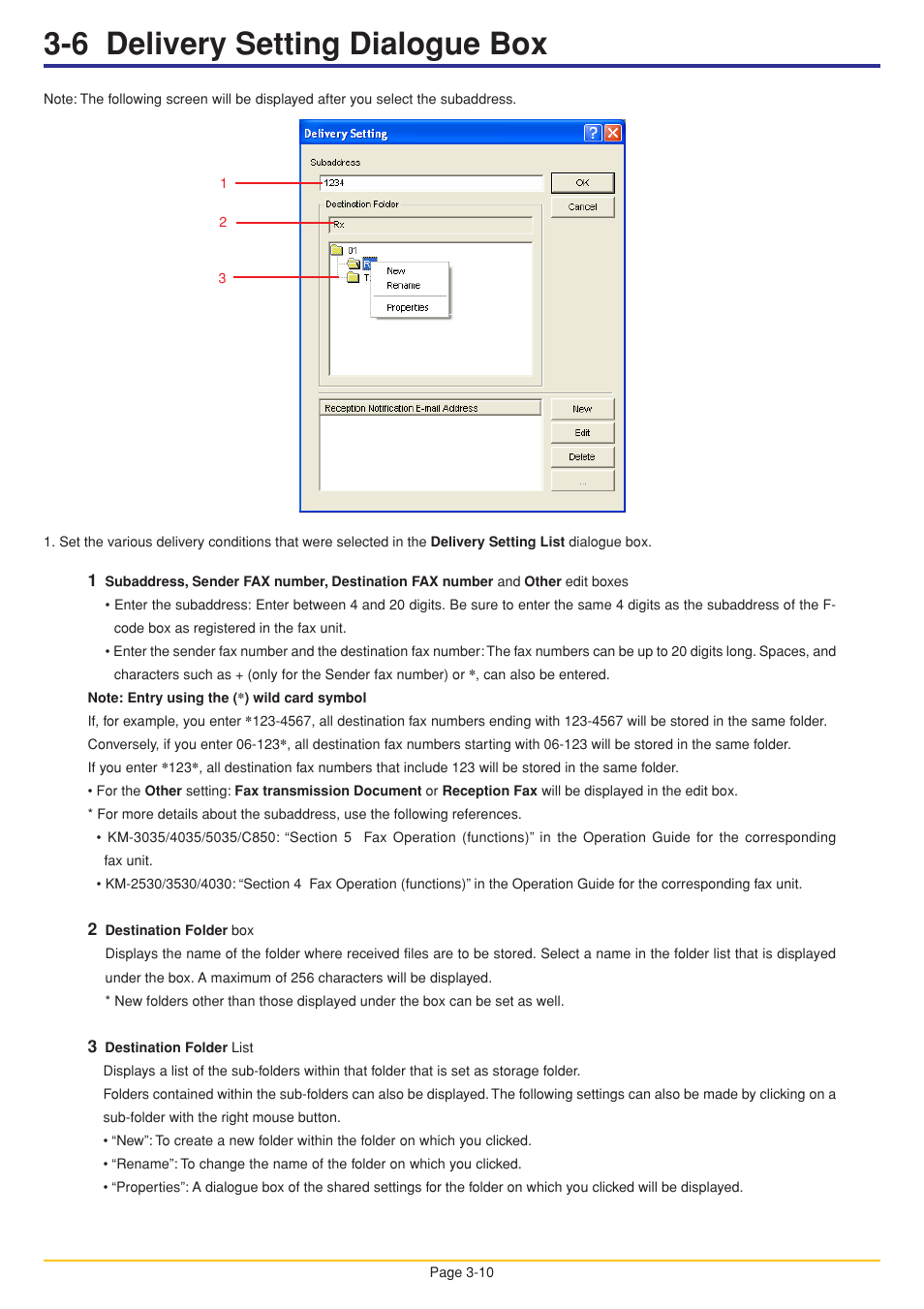 6 delivery setting dialogue box | Oce North America OP1030 User Manual | Page 44 / 64