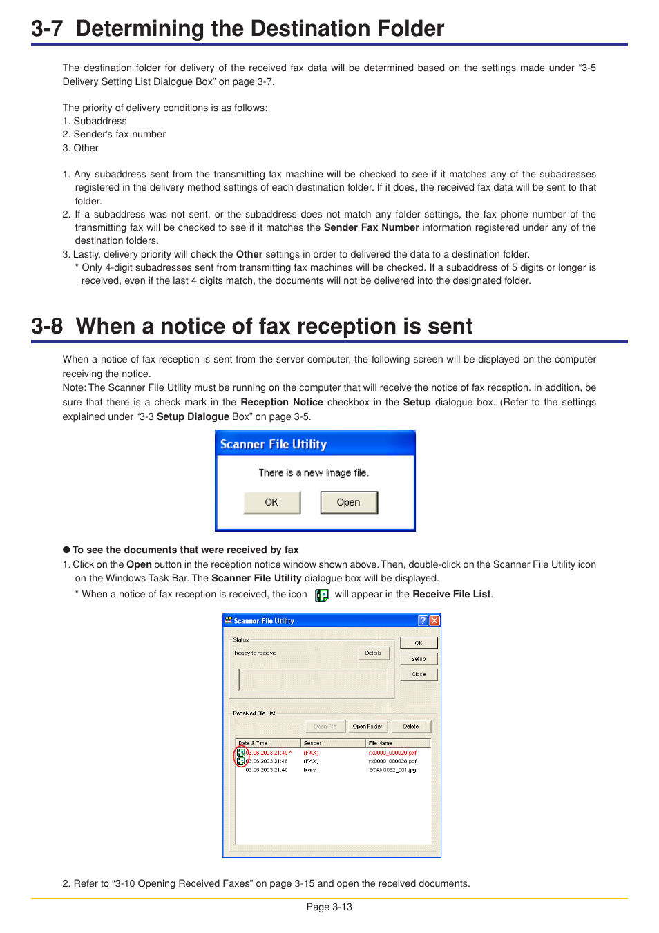 7 determining the destination folder, 8 when a notice of fax reception is sent | Oce North America OP1030 User Manual | Page 47 / 64