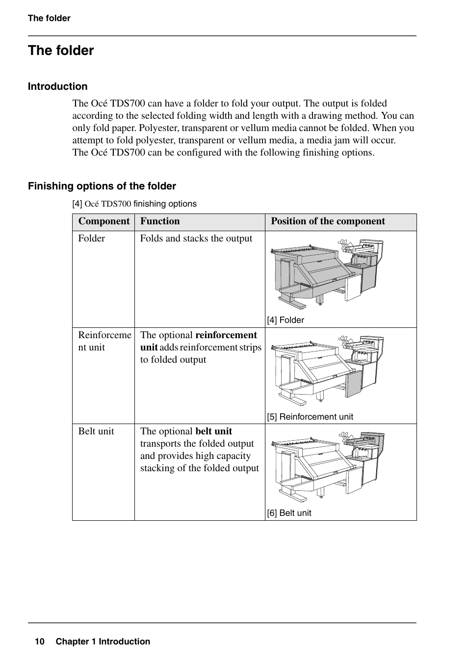 The folder | Oce North America TDS700 User Manual | Page 10 / 128