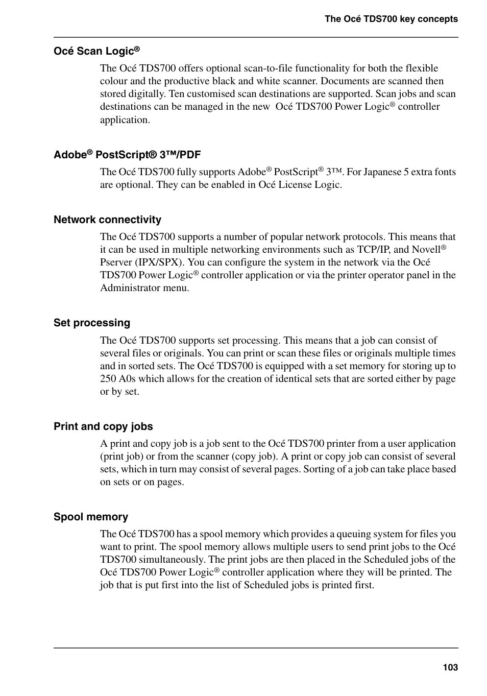 Oce North America TDS700 User Manual | Page 103 / 128