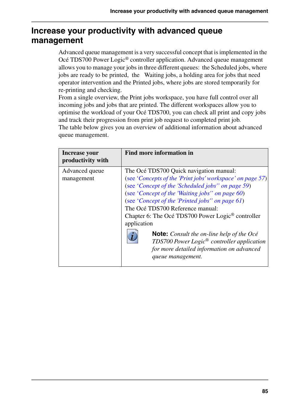 Oce North America TDS700 User Manual | Page 85 / 128