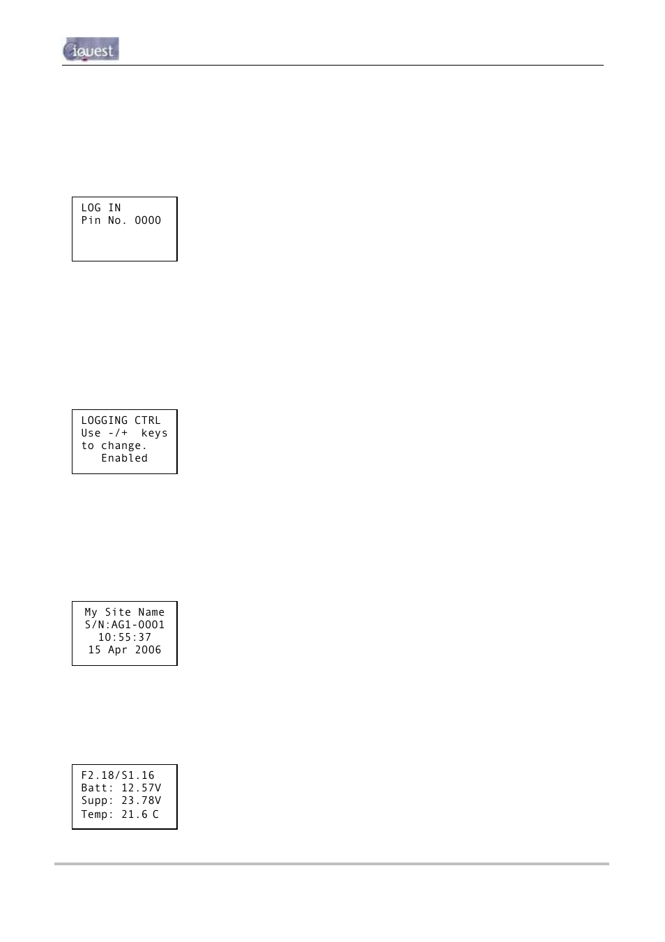 5 primary lcd display screens | Optiquest iRIS 320 User Manual | Page 46 / 73