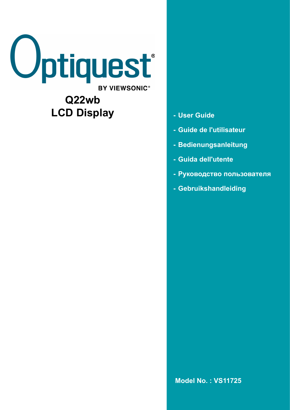 Optiquest QW22B VS11725 User Manual | 24 pages