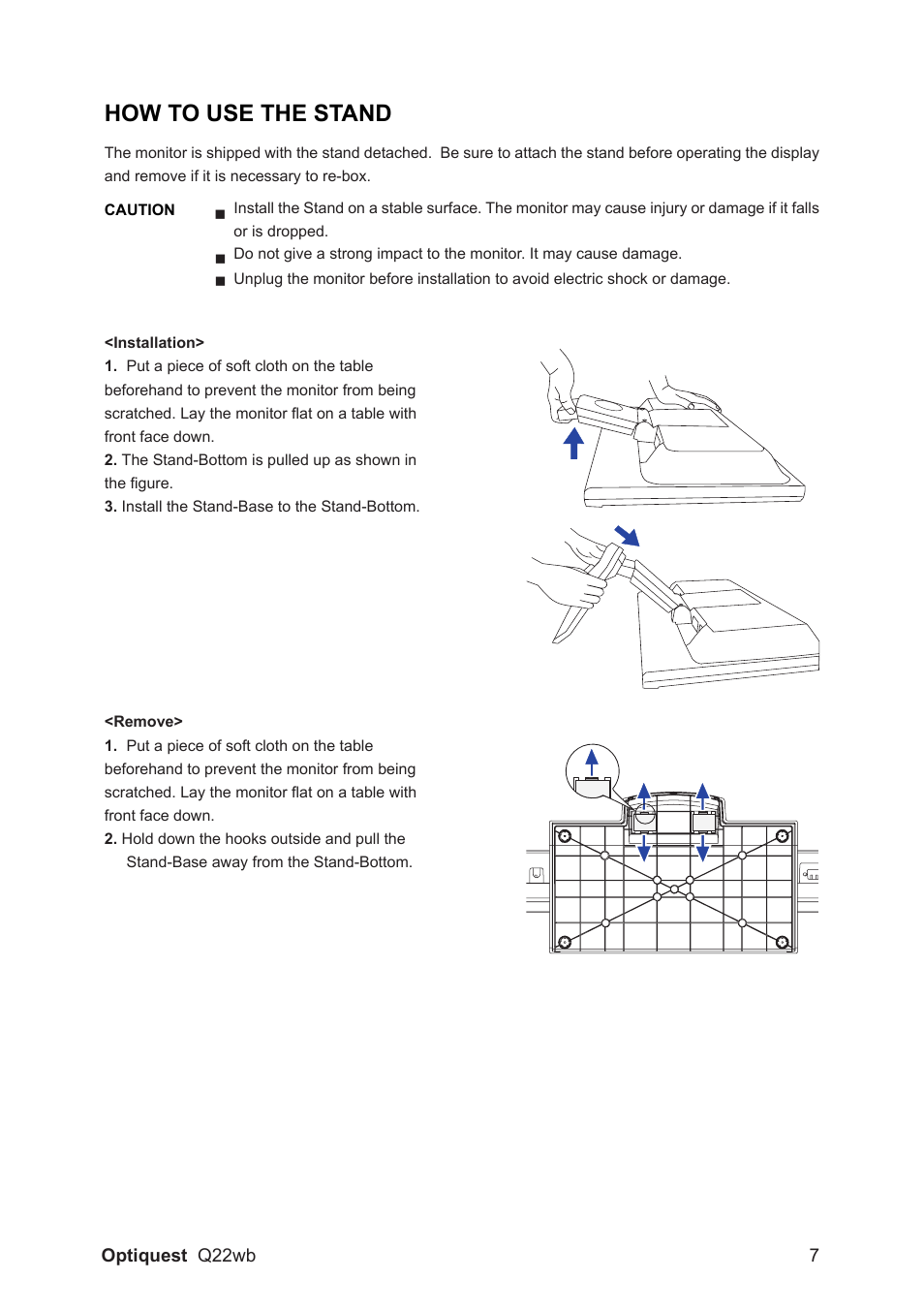 How to use the stand | Optiquest QW22B VS11725 User Manual | Page 10 / 24