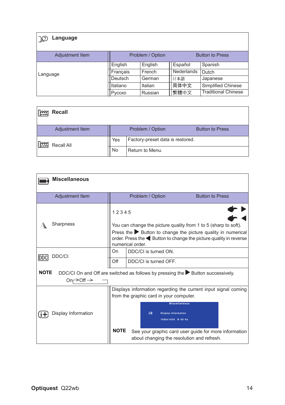 Optiquest QW22B VS11725 User Manual | Page 17 / 24