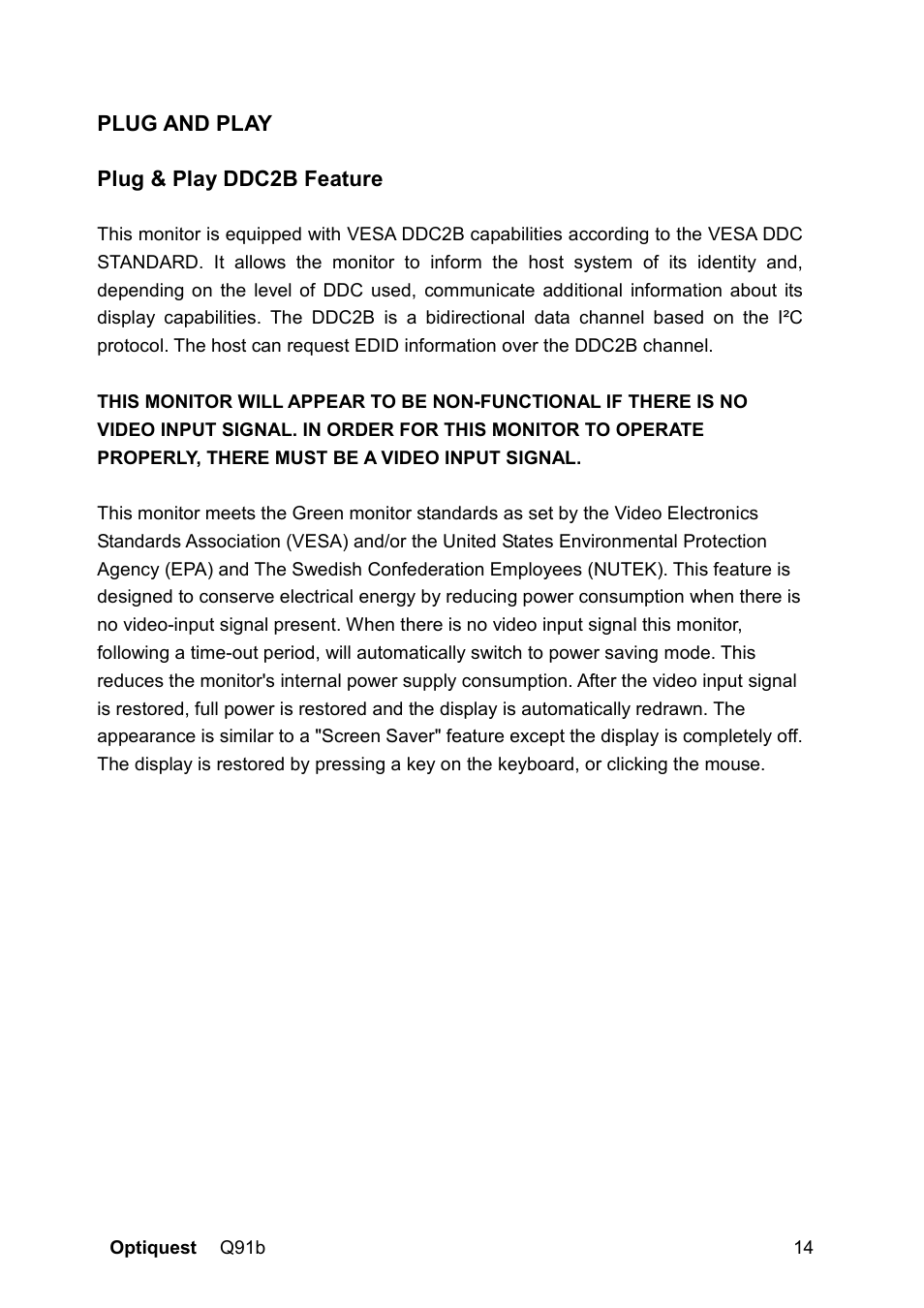Optiquest VS12118 User Manual | Page 17 / 26