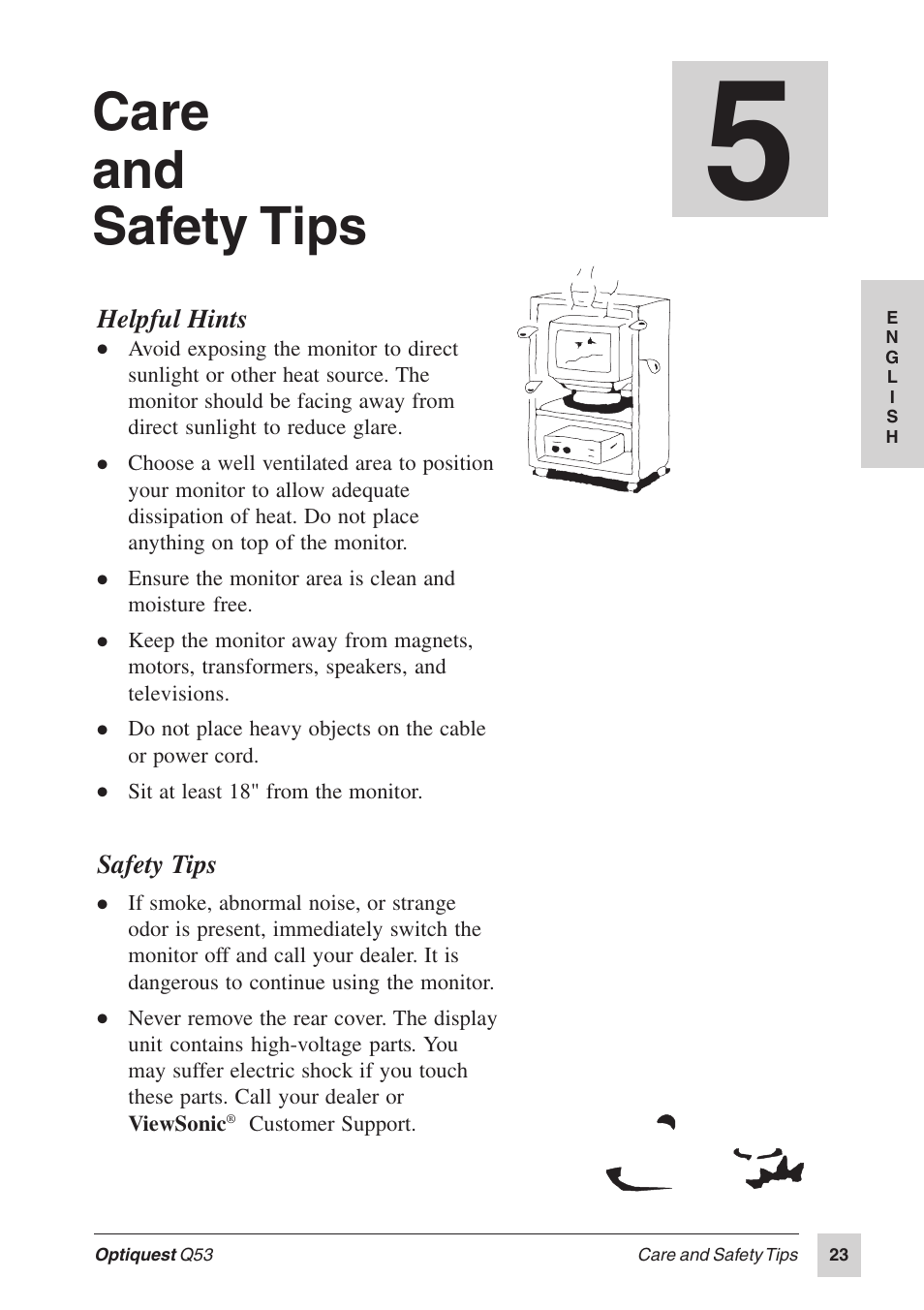 Care and safety tips | Optiquest Q53 User Manual | Page 28 / 34