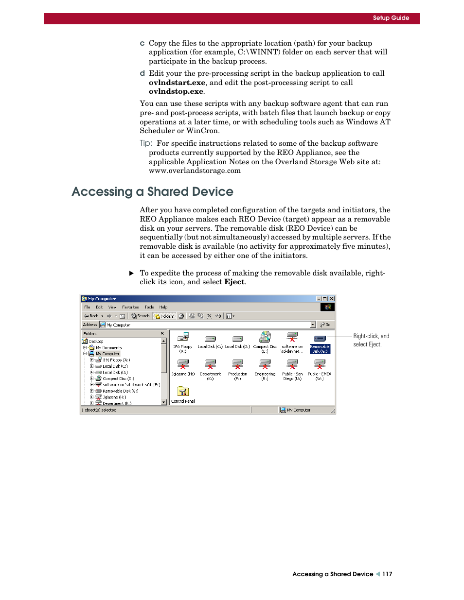 Accessing a shared device | Overland Storage REO 9000 User Manual | Page 117 / 170