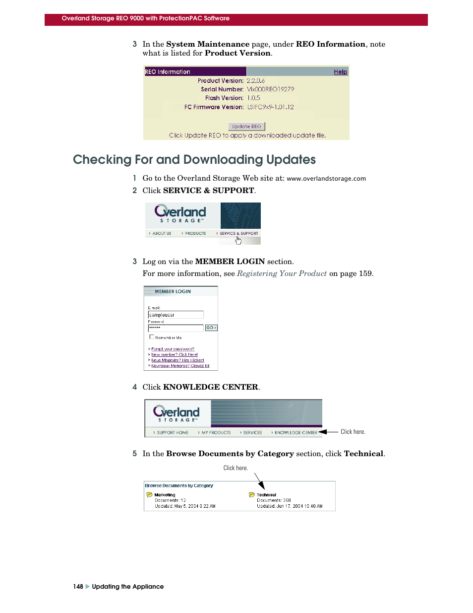 Checking for and downloading updates | Overland Storage REO 9000 User Manual | Page 148 / 170