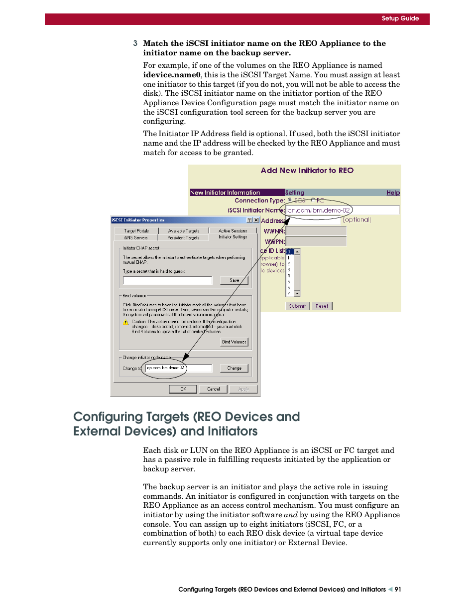 Configuring targets (reo devices and, External devices) and initiators | Overland Storage REO 9000 User Manual | Page 91 / 170