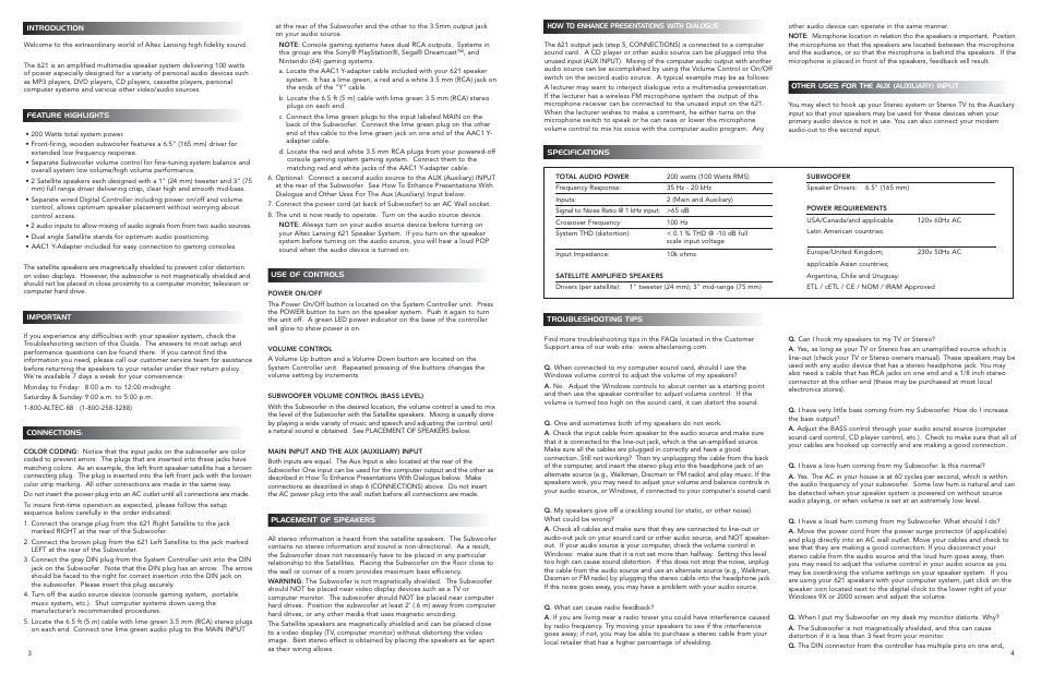 OFT Speakers User Manual | Page 3 / 9