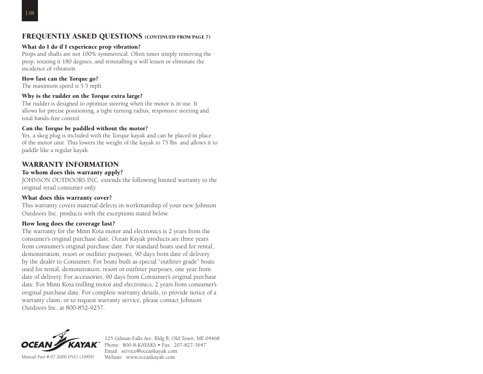 Ocean Kayak TORQUE User Manual | Page 5 / 5