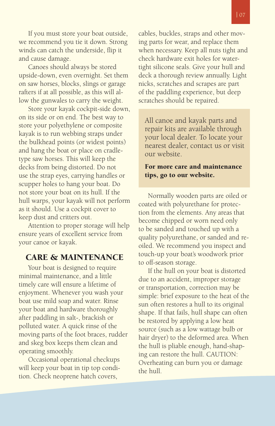 Care & maintenance | Ocean Kayak Kayak User Manual | Page 7 / 14