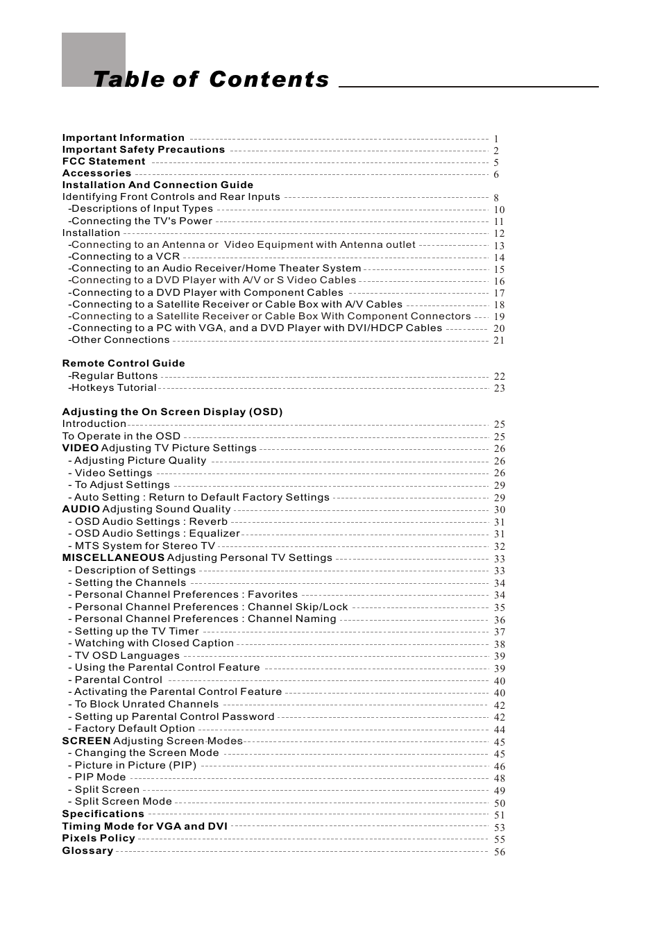 Olevia LT26HVE Series User Manual | Page 2 / 61