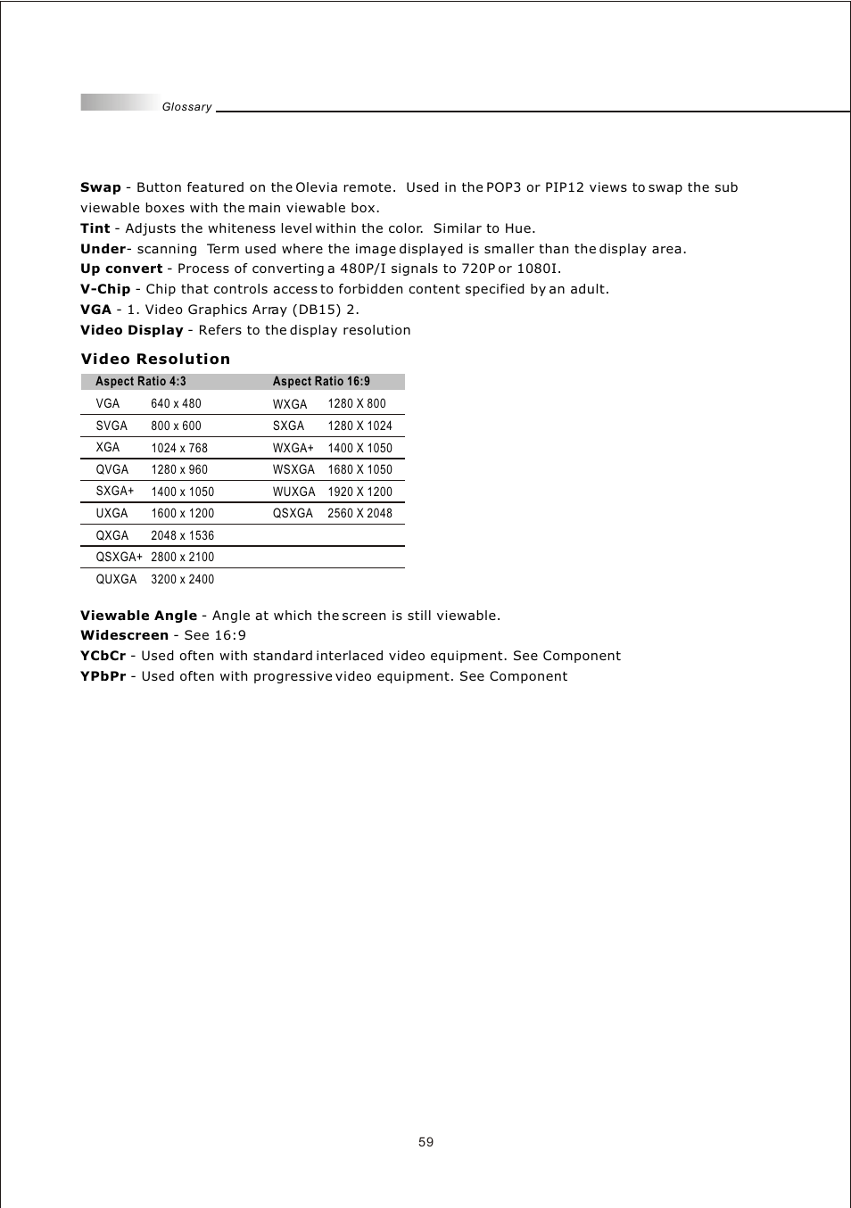 Olevia LT26HVE Series User Manual | Page 61 / 61