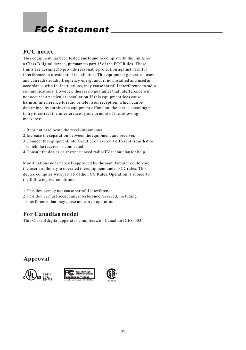 Fcc statement | Olevia LT26HVE Series User Manual | Page 7 / 61